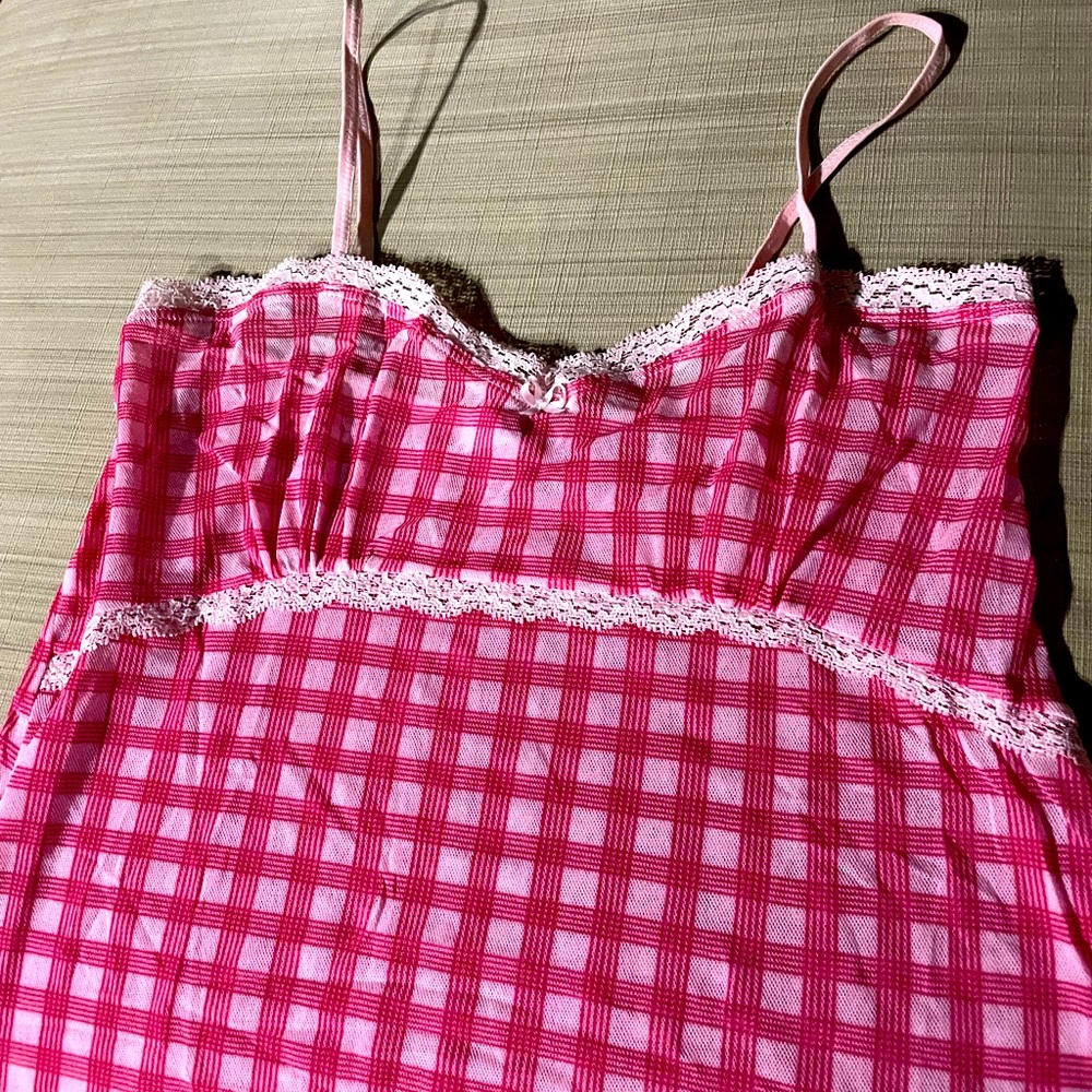 Eberjey pink nightie / chemise and matching thong. Lovely Barbie pink color!